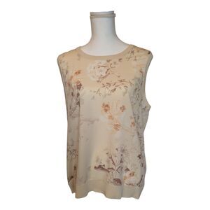 CALVIN KLEIN Floral Top Sweater Vest Sleeves Sweater Women's Large New